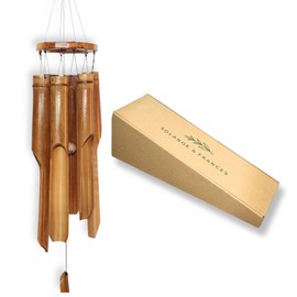 Solange & Frances Bamboo Wind Chimes for Outside, Wooden Windchimes, Home Decor Gifts for Women Who Have Everything, Wood Wind Chime, Gift idea for mom, Decor for Patio, Gifts for mom
