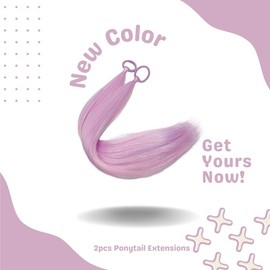 Pink Purple Blended Ponytail Extensions With Tinsel for Women and Girls Synthetic Ponytail Hair With Rubber Band Daily Party Festival Rave Wacky Crazy Day Hair Pieces 2pcs/lot