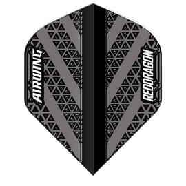 RED DRAGON Airwing Unique Moulded Black & Grey Standard Dart Flights 1 Set Per Pack (3 Dart Flights in total)