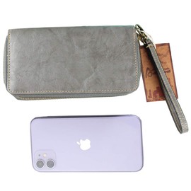 Autumnwell Wallet for Women Leather RFID Blocking Long Wallets Credit Card Holder Phone Checkbook Organizer Zipper Coin Purse, light grey, average, Rfid Wallet