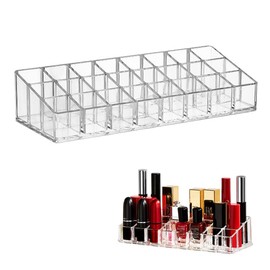 PHIEZC Lipstick Organiser - 24 Compartments Stand for Make-Up, Placeable for Lipsticks and Gloss - Transparent