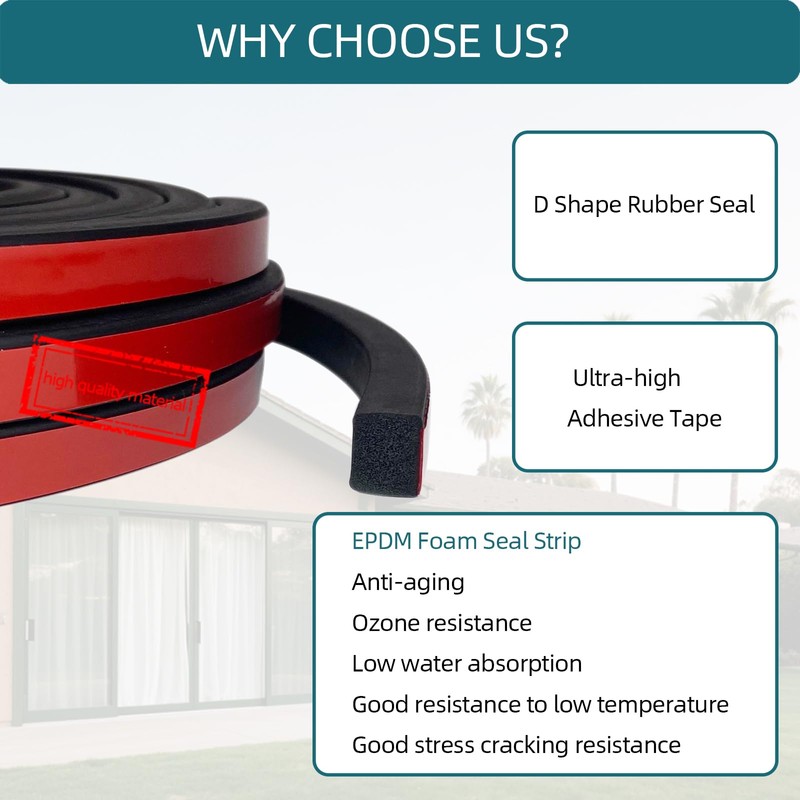 Tintvent Solid Rectangle Rubber Seal with High Tack Self-Adhesive Tape,