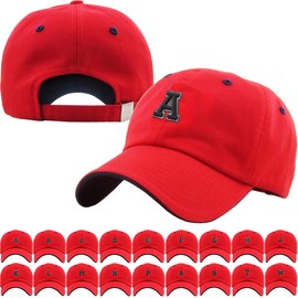KPA-1463 RED S Letter AZ Red Alphabet Baseball Cap Dad Hat Polo Cap Adjustable Unisex Cotton One Size