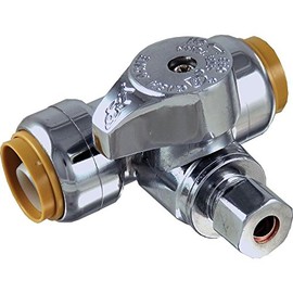 SharkBite 1/2 x 1/2 x 1/4 Inch Compression Tee Stop Valve, Push to Connect Brass Plumbing Fitting, PEX Pipe, Copper, CPVC, PE-RT, HDPE, 24983A