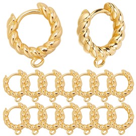SUNNYCLUE 1 Box 24Pcs Huggie Hoop Earring Findings Leverback Hooks Bulk Real 18K Gold Plated Brass Earrings Hoop Hook with Latch Back Closure for Jewelry Making DIY Crafts Women Adults Accessories