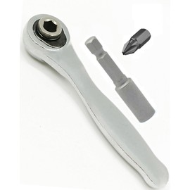 NOXHEAIB Mini Ratchet,1/4 Inch Drive Micro Ratcheting Bit Driver 72-Tooth Offset 90 Degree Right Angle Close Quarters Pocket Screwdriver with 1/4 Extension Socket Drill Bit Holder