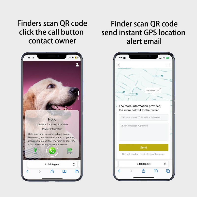 Dokitag QR Code Pet ID Tag - Scan for Instant