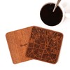 Houston Map Coaster, Set of 4, Sapele Wooden Coaster with