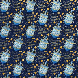 Jillson Roberts Hanukkah Gift Wrap, Happy Hanukkah (6 Jumbo Rolls 10 feet x 30 inches)