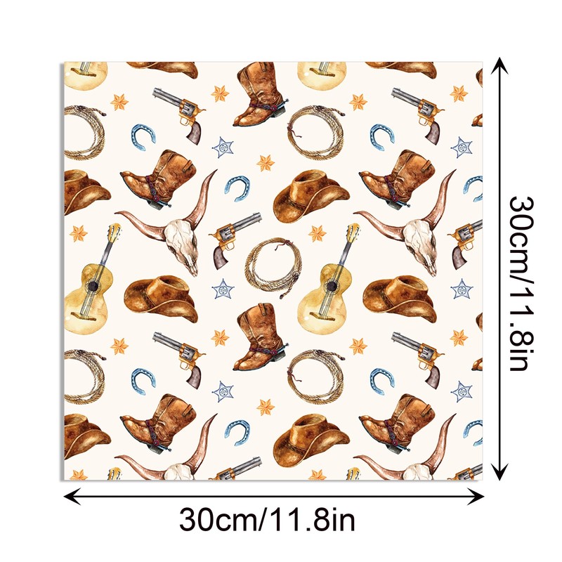 Western Pattern Cowboy Scrapbook Paper Pad 11.8'' x 11.8'' Wild