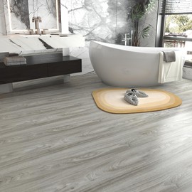 LaCheery Peel and Stick Wood Flooring Grey Wood Grain Vinyl Flooring Roll Peel and Stick Floor Tile Bathroom Kitchen Wood Flooring Planks Waterproof Self Adhesive Removable Foam Wall Paper 15.8"x80"
