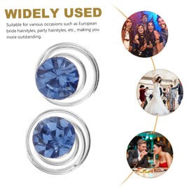 Healvian 36 pcs Rhinestone Spiral Hair Pins Metal Coil Hair Accessories for Wedding Prom Party Birthday Light Blue Elegant