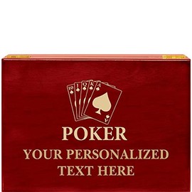 Crown Awards Poker Cards Rosewood Humidor Gift, Customize with Your Own Text Engraving Prime