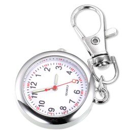 ertlutw Silver Nurse Pocket Watch Keychain, Fob Watches for Nurses, with Key Buckle Metal Nurse Watch, Unisex Portable Pocket Watch, Clip on Fob Watch Carabiner Watch for Doctors Nurses Chefs