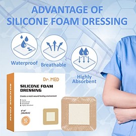 Med Apósito Espuma Silicona Pulgadas Almohadilla Adhesiva Impermeable Cuidado Heridas Vendaje Central Súper Absorbente Dolor Presión Úlcera Diabética