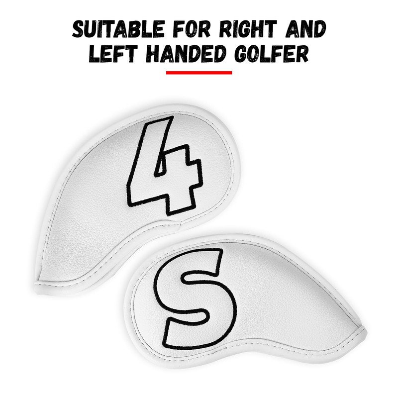 Craftsman Golf White Classic Iron Headcover set with Black Large