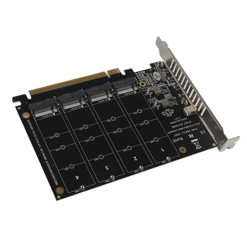 Adapter Card 4 Port M.2 NVMe SSD to PCIE X16