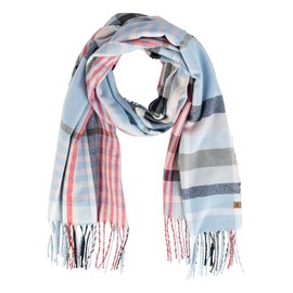 camel active Women's Fine Woven Scarf with Checked Pattern, navy