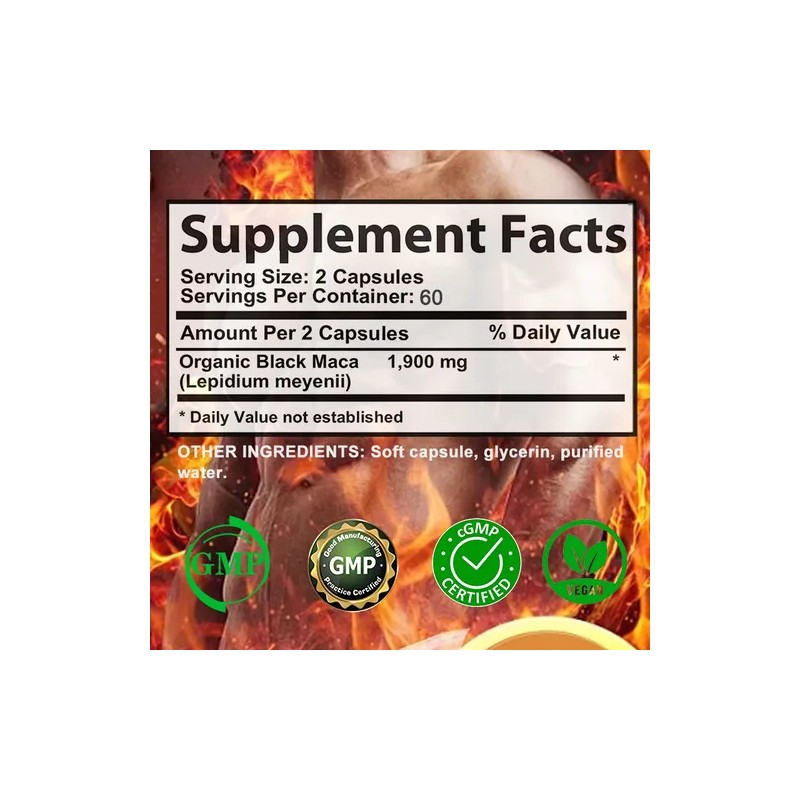Cápsulas Blandas De Maca Negra Orgánica Kenofor De 1900 Mg