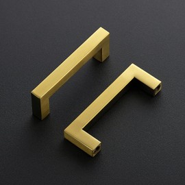 Ravinte 30 Pack 3-1/2 Inch Kitchen Square Cabinet Handles Cabinet Pulls Brushed Brass Drawer Pulls Kitchen Cabinet Hardware Kitchen Handles for Cabinets Cupboard Handles Drawer Handles