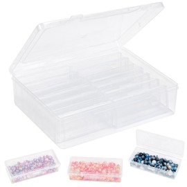 Zouwel Pack of 12 Small Storage Boxes (10.5 x 4.5 x 2.5 cm), Storage Box with Lid, Small, Mini Clear Plastic Storage Boxes for Beads, Earrings, Screws, Rings, Small Parts
