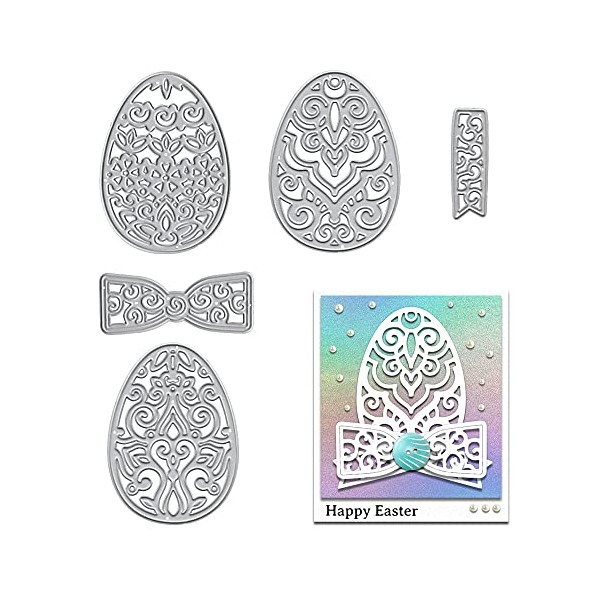 3 Easter Lace Pattern Eggs Metal Cutting Dies for Card