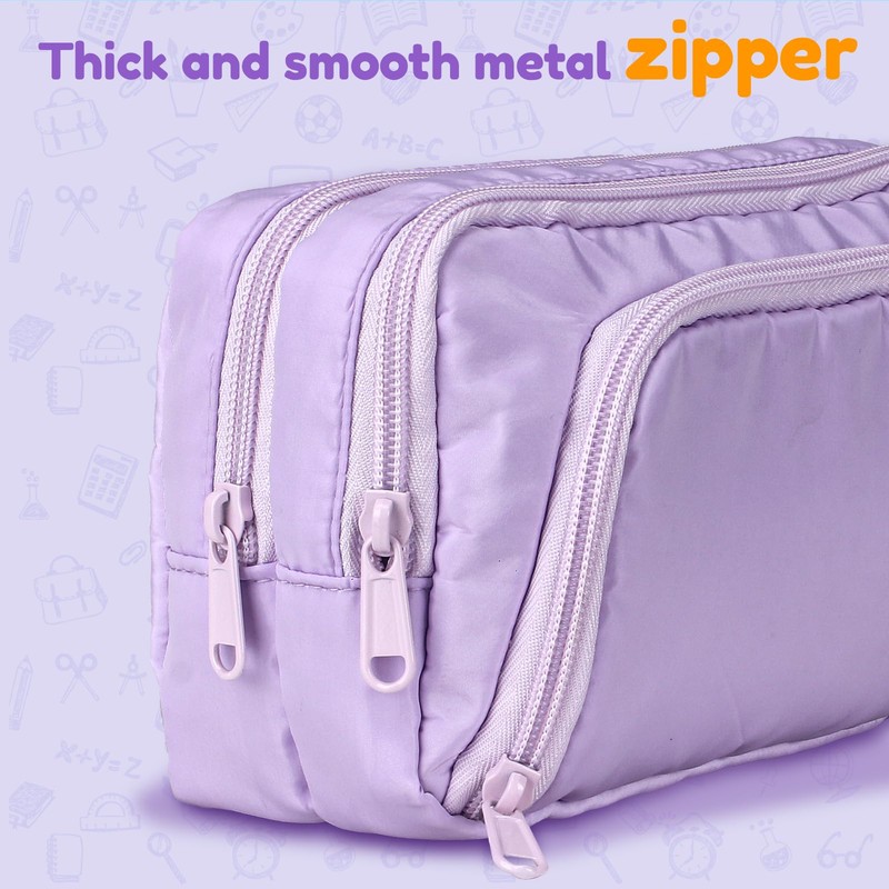 Euqvunn Pencil Case, Large Capacity Pen Case with 3 Compartments,