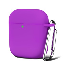 Oakxco Silicone Case for Airpods 1st 2nd Generation with Keychain, Thin Slim Soft TPU Skin Rubber Gel Cute Airpods Case 1/2 Gen Cover Aesthetic Accessories for Women Girl Female, Violet Purple