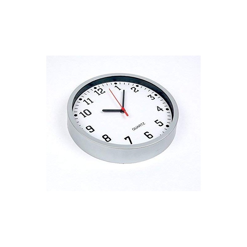 Large Round Wall Clock with Silver Frame, EASY READABLE BIG