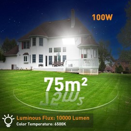 ANNIFUNLY LED Outdoor Spotlight 100 W, Bright 10000 LM LED Floodlight Cool White 6500 K LED Outdoor Spotlight, IP67 Waterproof Outdoor Spotlight Floodlight Outdoor Lamp for Gardens, Garage, Backyard,