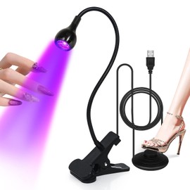 krofaue U V LED Nail Lamp - U V Light for Gel Nails Quick Dryer Curing Light Foot Control Flash Cure Lamp for Gel Polish with Gooseneck and Clamp Manicure Salon DIY at Home Black