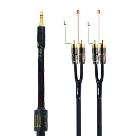 Arklove 5ft Shielded 1/8" aux Input 3.5mm RCA Output Splitter Stereo Audio Video Cable Out 3.5 Male to 4 RCA Male in Dual Speaker Cord 24k Gold Plated