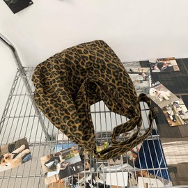 X SIM FITNESSX Leopard Shoulder Bag Shopper Shoulder Bag Macchiato Shoulder Bag Cavans Large Bag with Zip, Leopard Brown, L