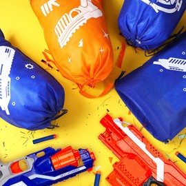 dart battle Party Supplies Bags Party Goody Treat Bags Drawstring Bags Reusable Cloth Bags Wars Party Birthday Favors for Gun Target Theme Birthday Party Supplies Favors(Classic Style,16 Pack)