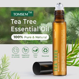 TOMSEM Australian Tea Tree Oil Roll On - Premium Therapeutic Grade Aromatherapy Oil for Skin, Hair, and Nails