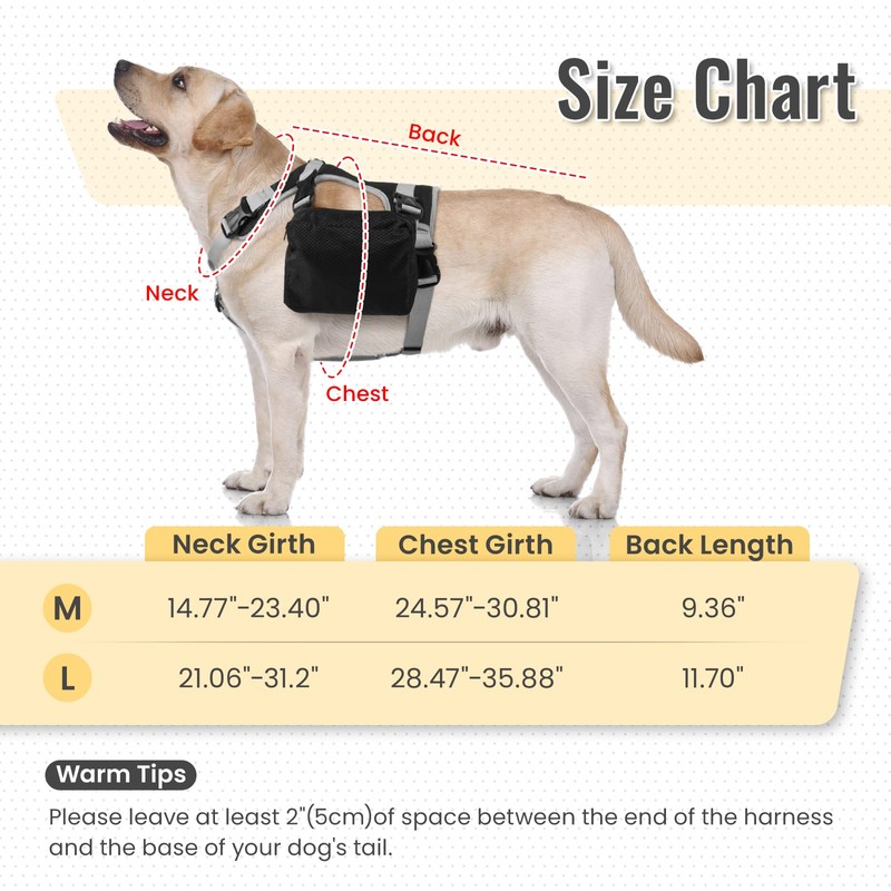 DORA BRIDAL Dog Backpack for Medium & Large Dogs, Dog