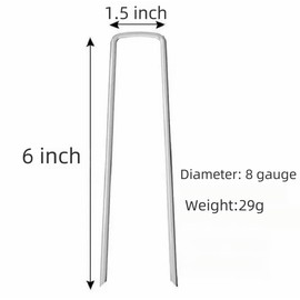 6 inch 25 Pack Silver Galvanized Landscape Staples 8 Gauge Garden Stakes Pins Anti-Rust Ground Stakes U-Shaped Tent Stakes are Used for Weed Barrier, Irrigation Tubing, Yard Lawn, Landscape Fabric