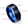 NUNCAD Men's Rings 8mm Black Blue Tungsten Wedding Ring for