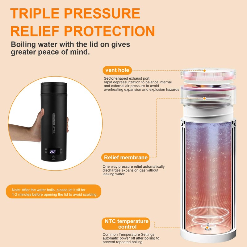 Rzlinn Portable Electric Kettle （110V）, Travel Tea Kettle, 316 Stainless