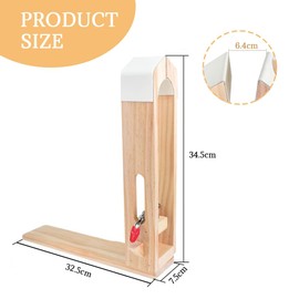 Hand-Sewn Pony Leather Clip, Hand-Sewn Wooden Clip, Leather Art Tool Holder Wooden Stand, Leather Craft Tools, Suitable for Office, Workbench, Hand Tools (Original Wood Color)