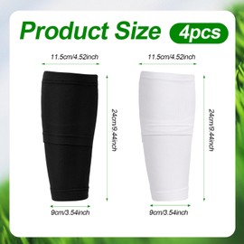 2 Pairs Soccer Shin Guard Sleeves, Breathable Football Shin Pad Holder Protective Soccer leg Shin Guard Covers Soft Calf Socks with Pocket for Kids Youth Adults Beginners Running (Black + White)