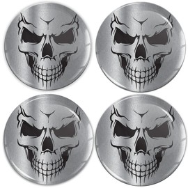 Skino Eu Car Sticker for Hub Caps Hub Caps Hub Cap Wheel Cover Wheel Sticker 55 mm Skull Silver A 9355