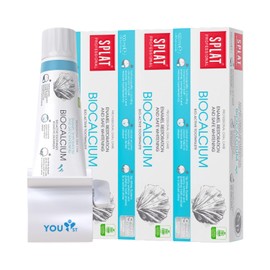Splat Professional Biocalcium Toothpaste with Bioactive Calcium, Enamel Restoration & Sensitivity Reduction [Pack of 3, 100ml Each] + You1st Toothpaste Squeezer