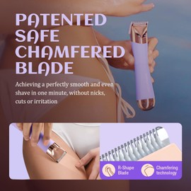 SUPRENT Bikini Trimmer Women- Painless Ladies Hair Removal Waterproof Wet & Dry- 2 in 1 Lady Shaver for Pubic Hair & Facial Hair- Cordless Electric Razors with USB-C Rechargeable - Purple