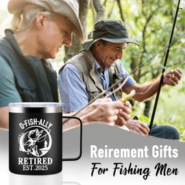 Grawmise 12oz Retirement Mug, Retired Under New Management See The Fish For Details Mug, Mens Retirement Gifts, Retired Gift for Fishing Lovers