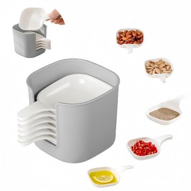 Dipping Sauce Plate and Holder Set, 6Pcs Plastic Dipping Dish with Storage Box,dip bowl set for Restaurant,Home Party,Picnics and Barbecue,Serve seasonings, dipping sauces, snacks, and fruits