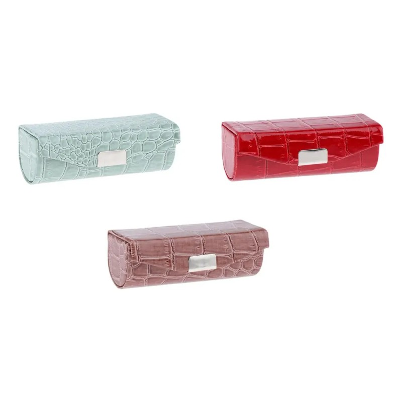 3x Lipstick Case Verde Grisáceo Y Marrón Y Rojo
