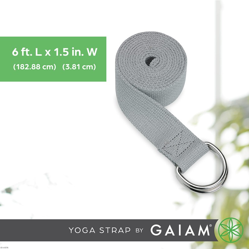 Gaiam Yoga Strap 8ft Stretch Band with Adjustable Metal D-Ring