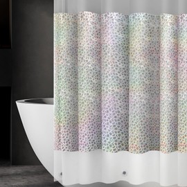 Ga-Geetopia Holographic 3D EVA Shower Curtain Liner Circle, 72x72 Premium Medium Weight Clear Plastic Bathroom Shower Curtain with Rustproof Metal Grommets for Shower Stall, Bathtubs