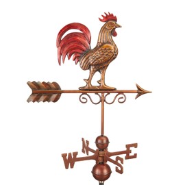 Good Directions Bantam Red Rooster Copper Weathervane, Hand Finished Multi Color Patina